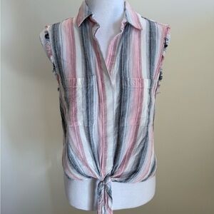Cloth & Stone Sleeveless Tie-Front Top Size Small Western Boho Coquette Festival